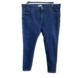 Madewell Blue Stretch Denim 10" High-Rise Skinny Ankle Jeans Size 35P EUC